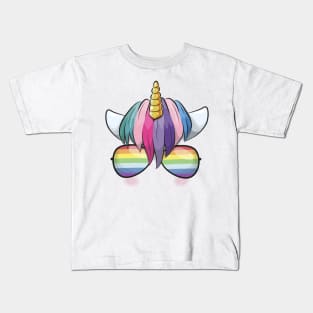 Cute Unicorn with Glasses Kids T-Shirt